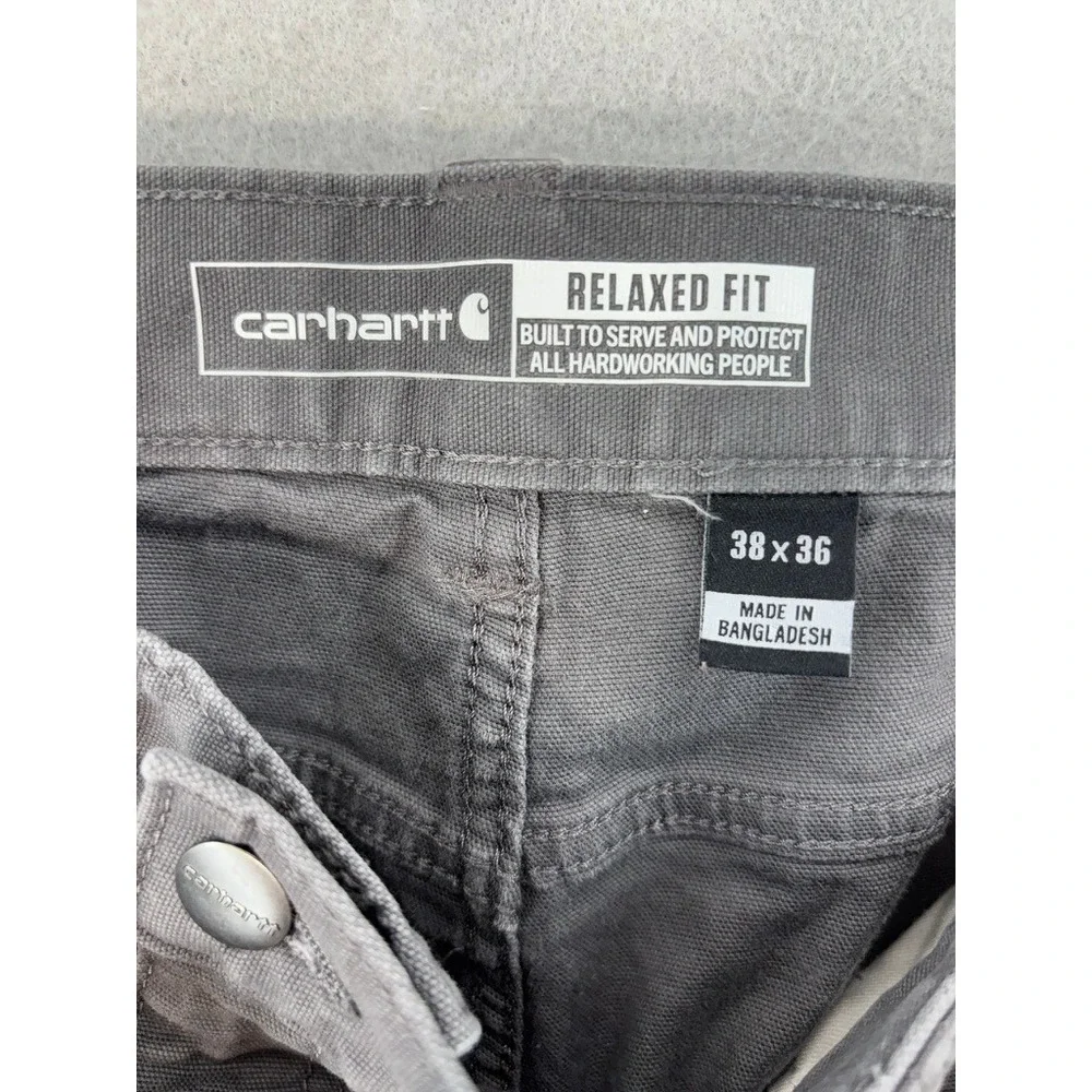 Carhartt Rugged Flex Canvas Work Pants Mens 38x36 Gray Relaxed Fit BN2517-M
